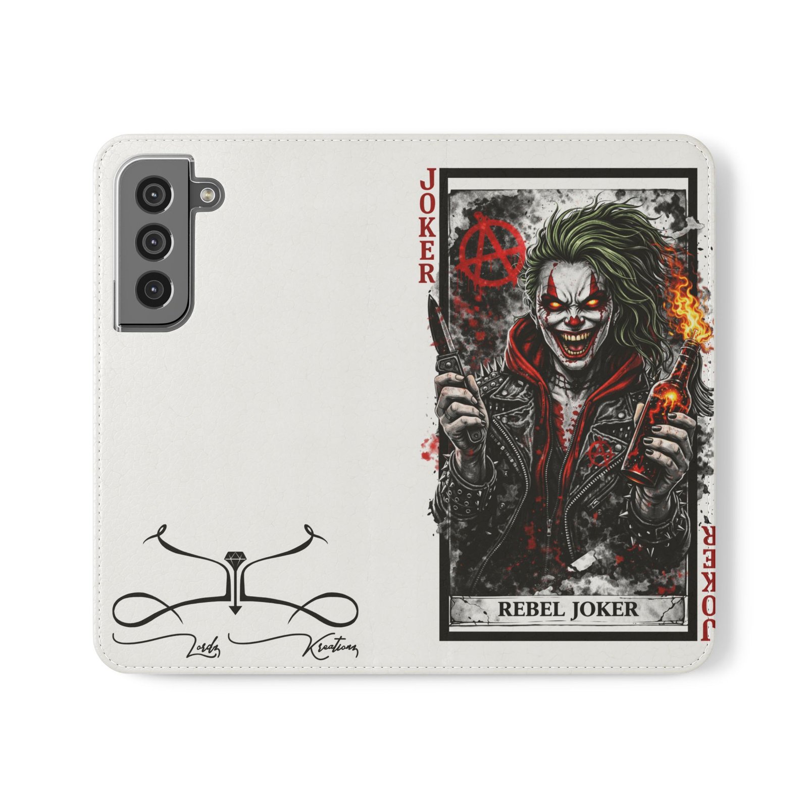Rebel Joker – Deck of Cards Flip Wallet Phone Case | LordzKreationz - Image 1