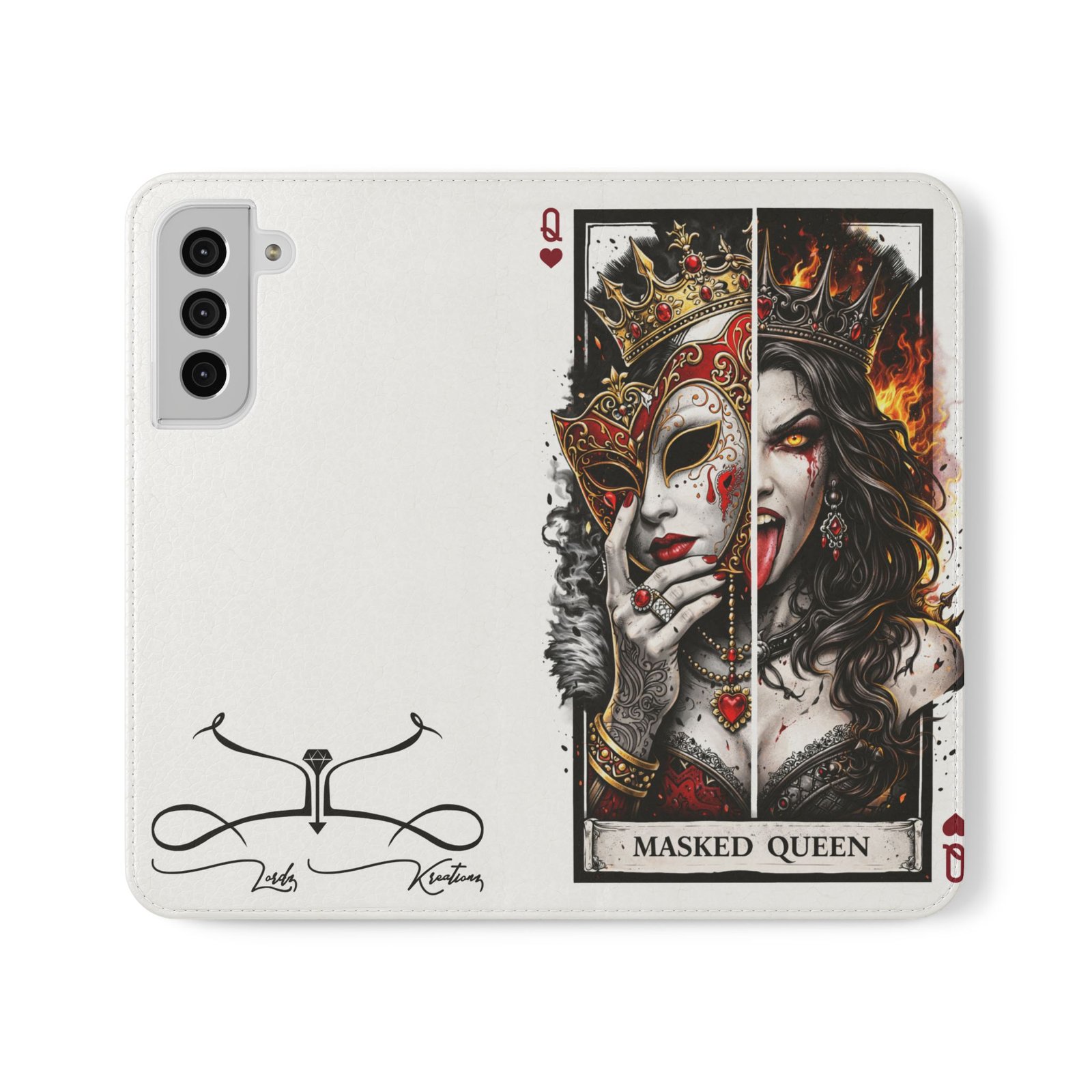 Masked Queen – Deck of Hearts Flip Wallet Phone Case | LordzKreationz - Image 5