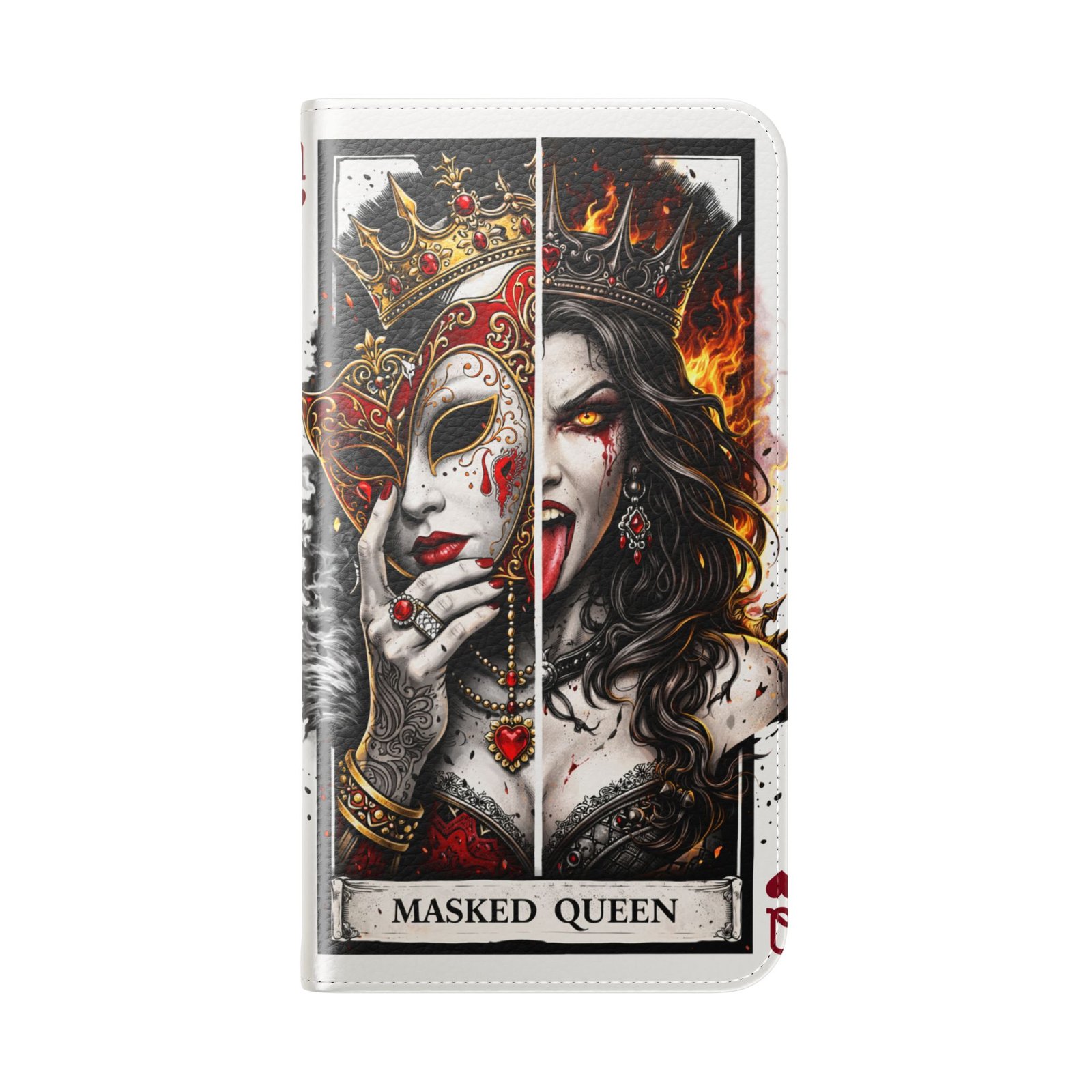 Masked Queen – Deck of Hearts Flip Wallet Phone Case | LordzKreationz - Image 60