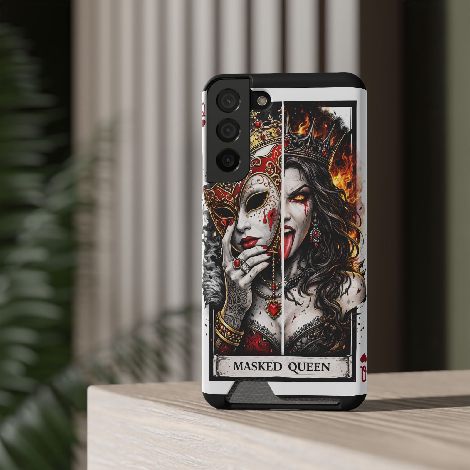 Masked Queen – Deck of Cards Slim Card Holder Phone Case | LordzKreationz - Image 16