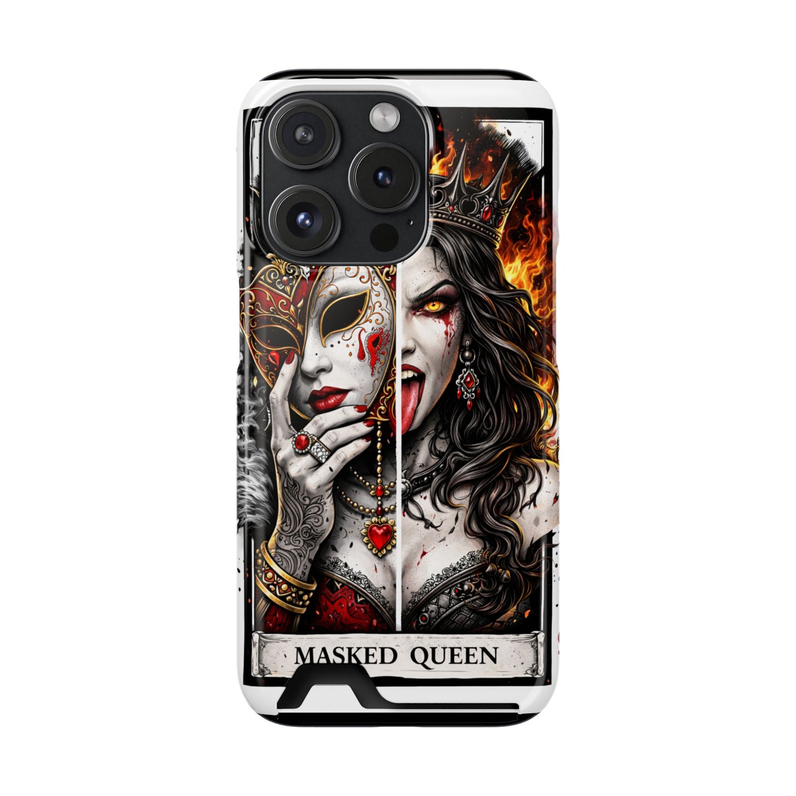 Masked Queen – Deck of Cards Slim Card Holder Phone Case | LordzKreationz - Image 123