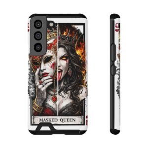 Masked Queen – Deck of Cards Slim Card Holder Phone Case | LordzKreationz - Image 1