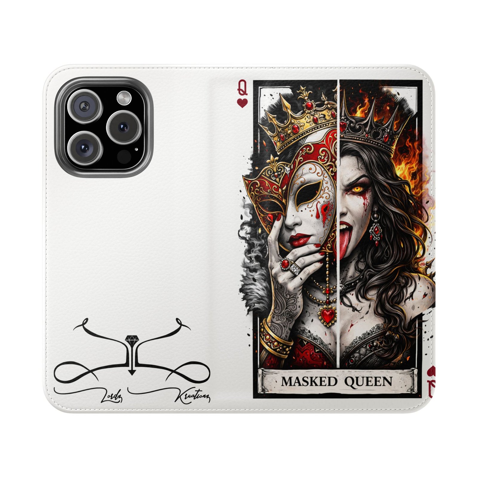 Masked Queen – Deck of Hearts Flip Wallet Phone Case | LordzKreationz - Image 29