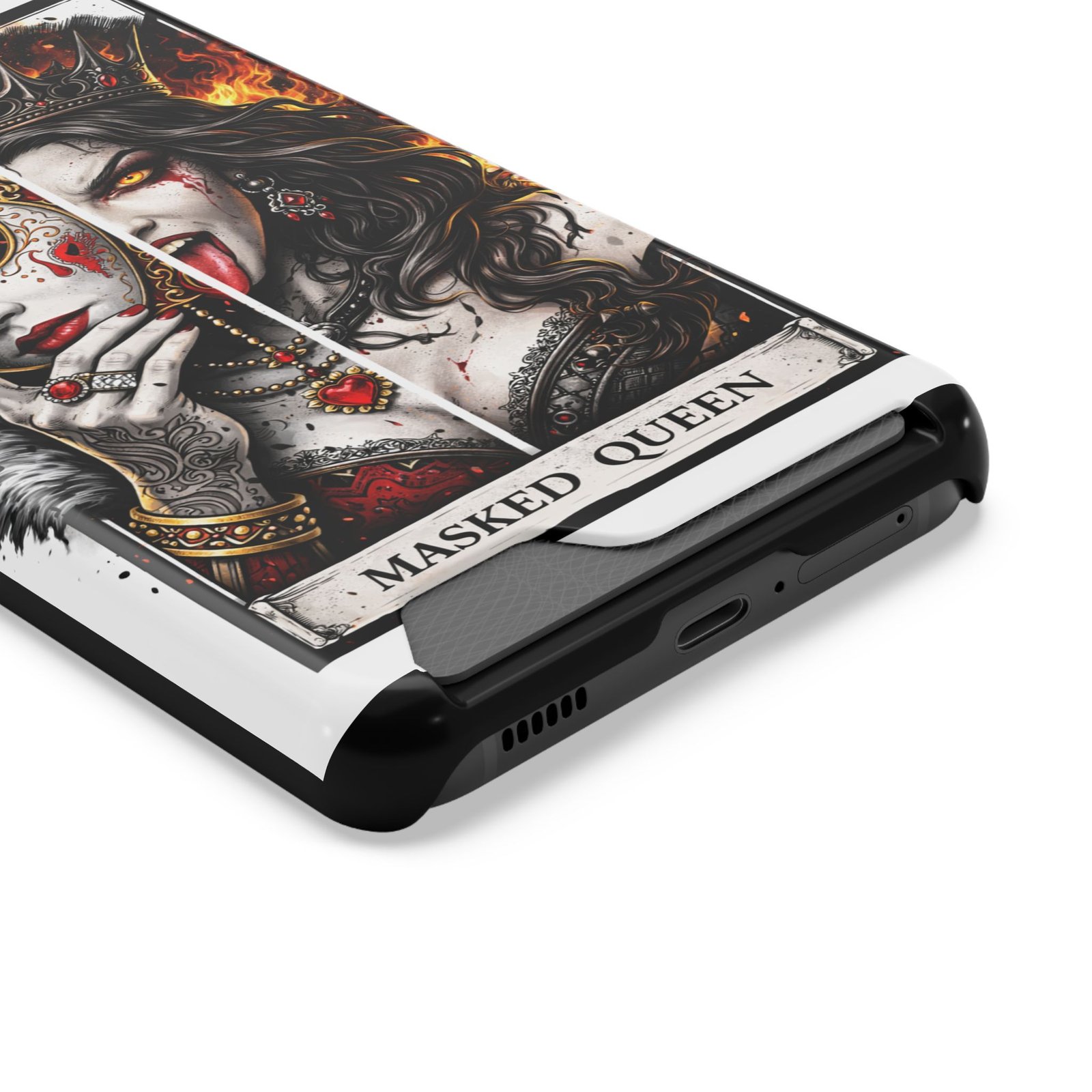 Masked Queen – Deck of Cards Slim Card Holder Phone Case | LordzKreationz - Image 2
