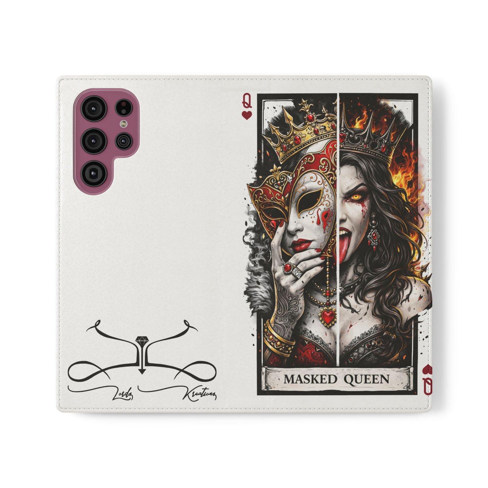 Masked Queen – Deck of Hearts Flip Wallet Phone Case | LordzKreationz - Image 9